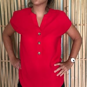 Red Carolina Belle 3 Button Blouse S